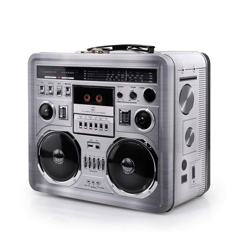 Toynk Retro Boombox Radio Lunchbox Tin Tote - 1980s Inspired Merchandise - Novelty Costume Accessories And Storage Container - Fun Unique Gifts for Halloween, Birthdays, Holidays, Graduation Multicolor - Image 3